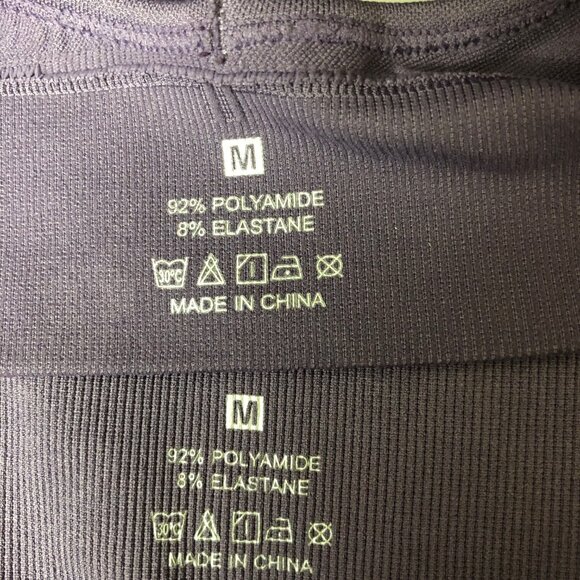 Yoga Workout Dance Crop Top Shorts Set Women‎ M Purple Knit Long Sleeves Keyhole - Picture 7 of 9